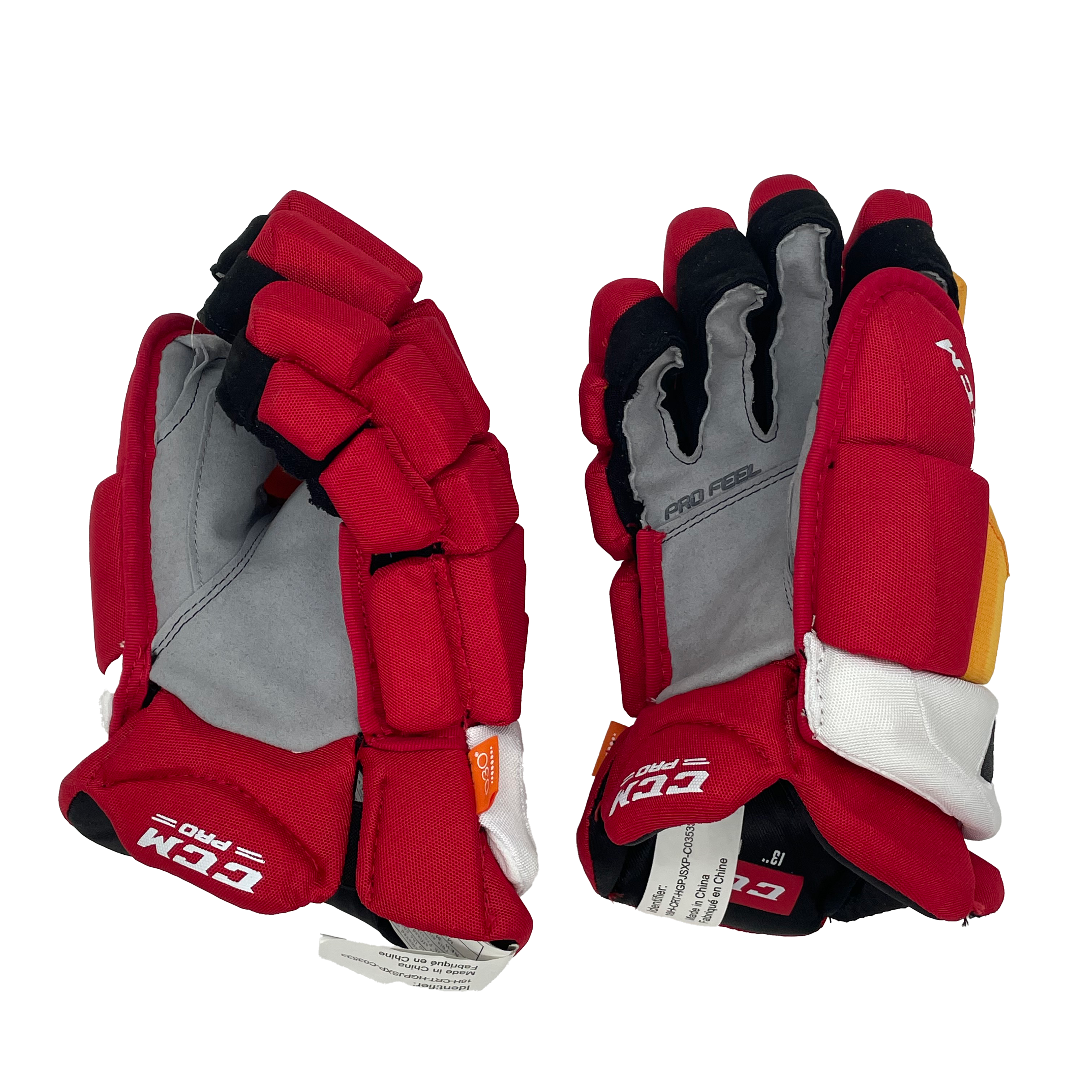 CCM HGJS - Gant NHL Pro Stock - Johnny Gaudreau (Rouge/Jaune/Blanc)